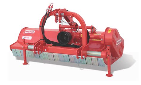 The Maschio DELTA flail mower attached to a tractor, showing its wide working width and robust construction.