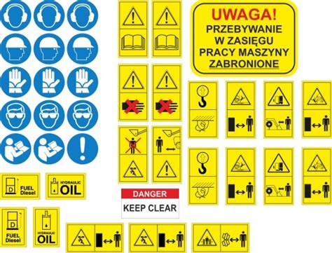 infografika przedstawiająca piktogramy bezpieczeństwa na ciągniku