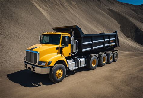 Thematic photo of a medium-duty dump truck with a 7-ton load capacity working on a construction site