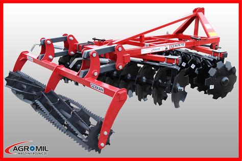 schemat działania brony talerzowej z zaznaczonymi talerzami i wałem doprawiającym