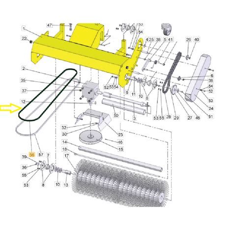 Szczegółowe zdjęcie mechanizmu regulacji szczotki w zamiatarce spalinowej