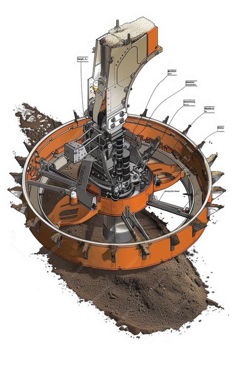 Diagram showing the internal mechanism of a rotary tiller with engine, transmission, and rotating blades