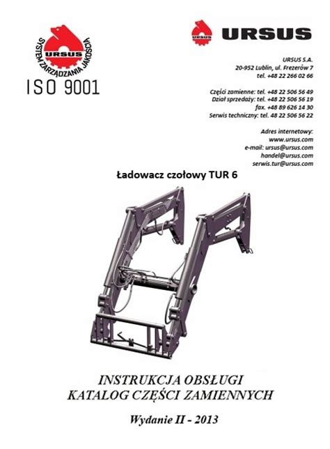 Schemat budowy ładowacza czołowego z oznaczeniem liczby sekcji hydraulicznych dla różnych narzędzi