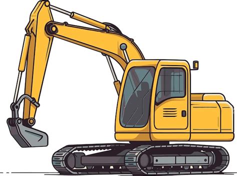 Schematyczny rysunek koparki z zaznaczonymi głównymi elementami: podwoziem, nadwoziem, wysięgnikiem, ramieniem i łyżką.