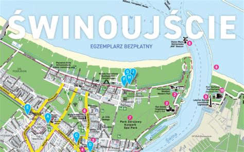 Mapa Świnoujścia z zaznaczonymi obszarami inwestycji