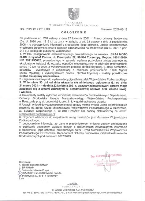 dokumenty potwierdzające legalną kasację pojazdu