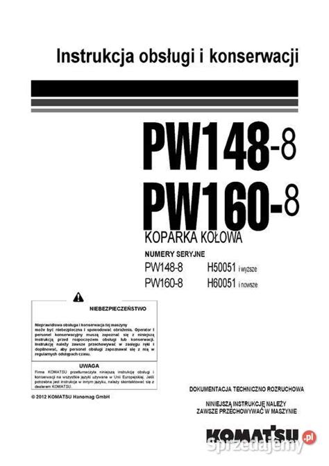 Zdjęcie instrukcji obsługi Komatsu (DTR)