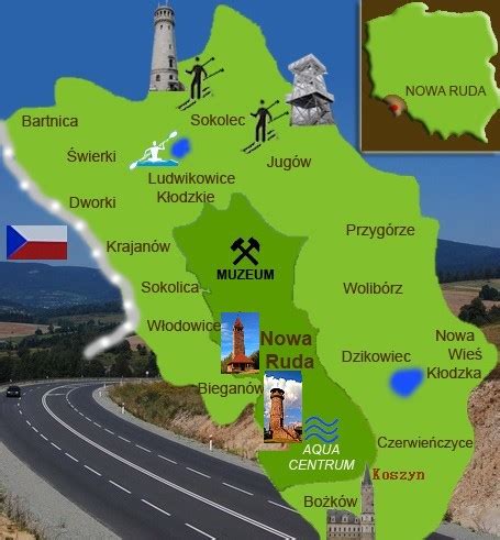 Mapa Nowej Rudy z zaznaczonymi obszarami rozwoju budownictwa