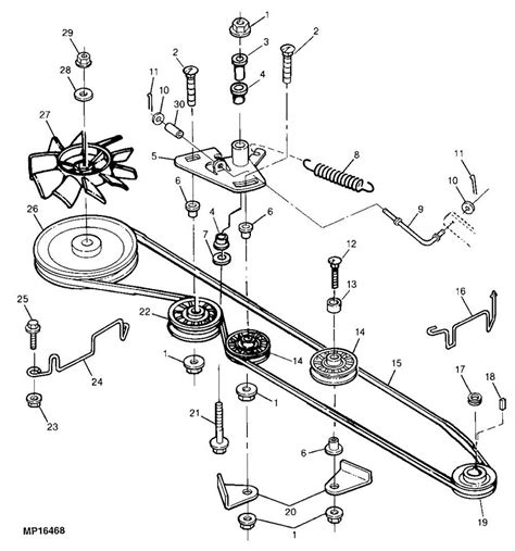 Diagram of a drive belt system in a garden tractor