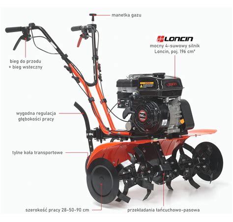 Glebogryzarka Hortmasz HGS 6580 L Loncin z zamontowanymi bocznymi tarczami