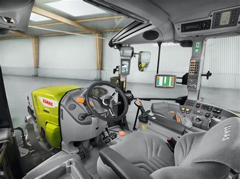 Interior photo of Claas ARION cabin with display and controls