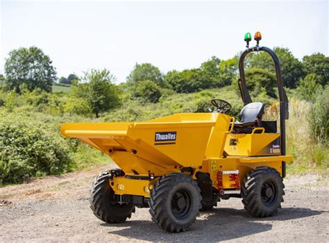Thematic photo of Thwaites 3T dumper with Hi-Tip and Power Swivel features in action