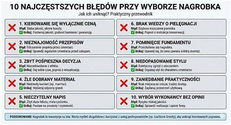 Infografika przedstawiająca listę najczęstszych błędów przy obsłudze glebogryzarki