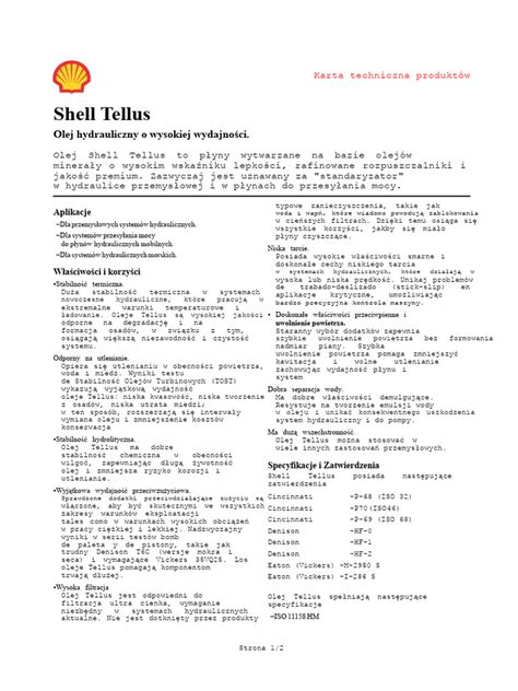 zdjęcie etykiety oleju hydraulicznego Shell Tellus 46