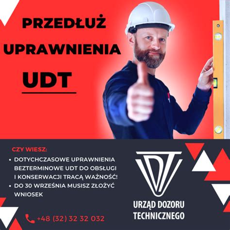 Ikony symbolizujące uprawnienia, rejestrację UDT i dokumentację techniczną.