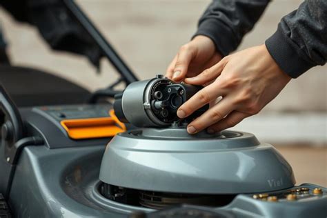 Zdjęcie przedstawiające system rozruchu kosiarki (linkowy i elektryczny)