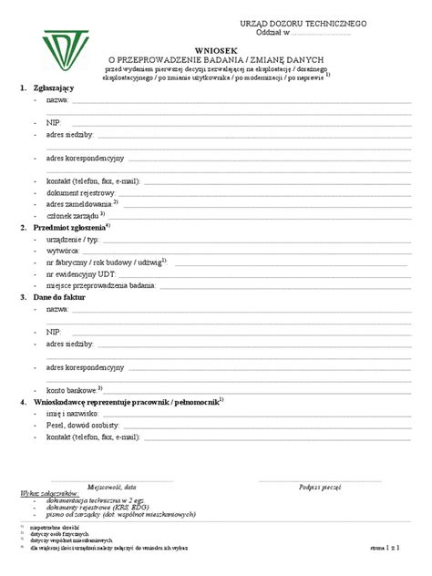 Formularz wniosku o egzamin UDT na operatora wózka widłowego