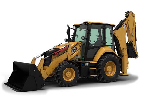 koparko-ładowarka Cat 432 z zamontowaną kosiarką bijakową w akcji