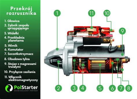 schemat budowy rozrusznika silnika spalinowego