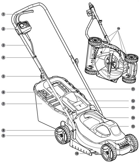 Technical diagram of a Sterwins electric lawn mower