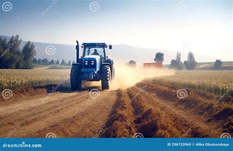 Thematic photo of an agricultural tractor working in a field
