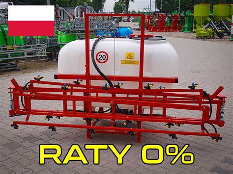 Infografika przedstawiająca różne typy opryskiwaczy (ciągany, zawieszany, samojezdny)