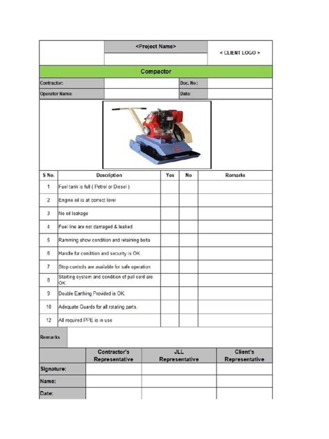 Diagram illustrating safety features or a maintenance checklist for a plate compactor
