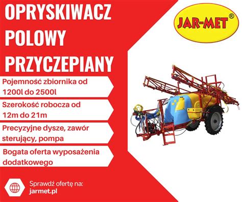 Opryskiwacz polowy w trakcie pracy, wizualizujący precyzyjną aplikację środków ochrony roślin.