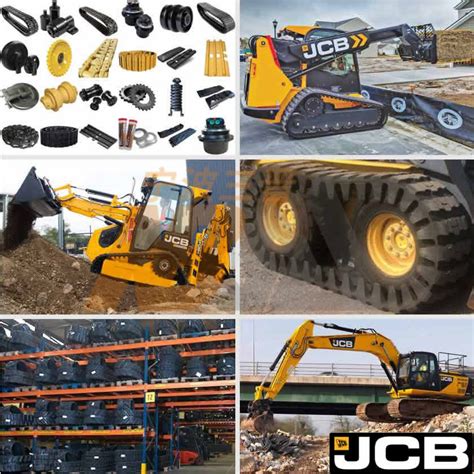 Thematic photo of various construction machine parts on a shelf, with JCB parts highlighted.