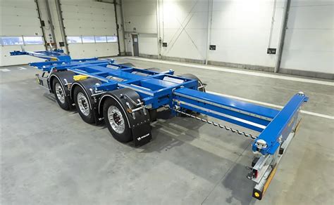 Schemat naczepy podkontenerowej z mechanizmem wywrotu dla kontenerów 20-stopowych