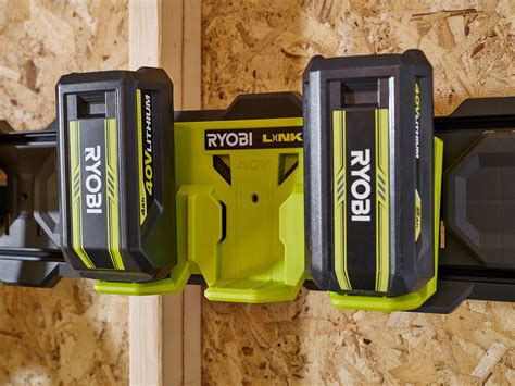 Close-up of the Riwall 40V battery and charging station