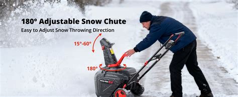 Detailed photo of a snow blower's adjustable chute and LED light