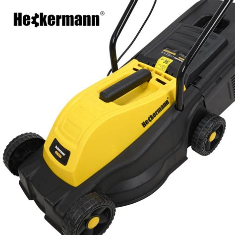 Photo of Heckermann QT3022 electric lawnmower in action