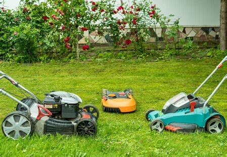 infografika porównująca rodzaje kosiarek do trawy