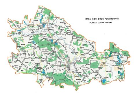 Mapa powiatu gołdapskiego z zaznaczoną Gołdapią i okolicznymi miejscowościami