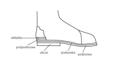 Schemat budowy damskiego buta trekkingowego z zaznaczonymi elementami cholewki, podeszwy i membrany