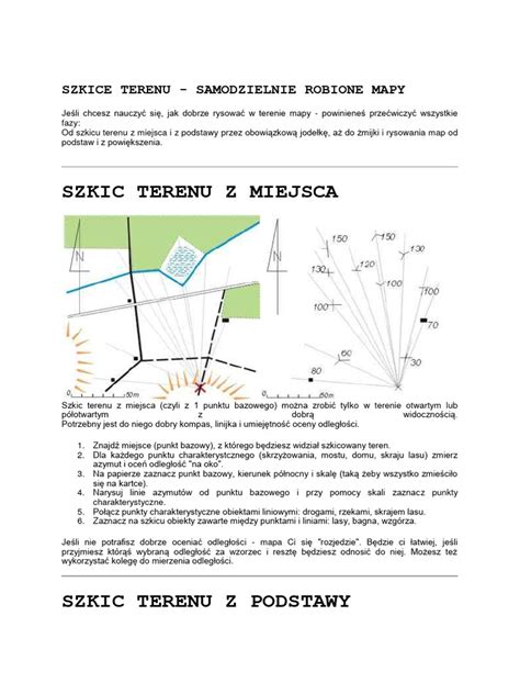 Szkic niwelacji terenu z punktami pomiarowymi