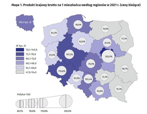 Zróżnicowanie średniej mocy ciągników w regionach Polski