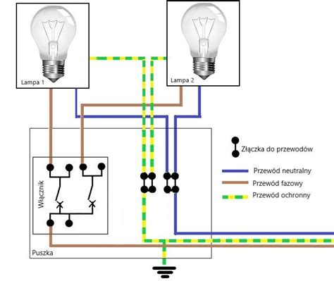 Schemat podłączenia lamp LED do akumulatora z bezpiecznikiem i wyłącznikiem