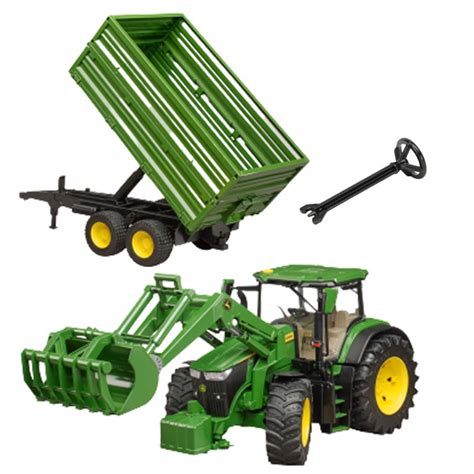 Zestaw Bruder traktor John Deere z ładowaczem i przyczepą
