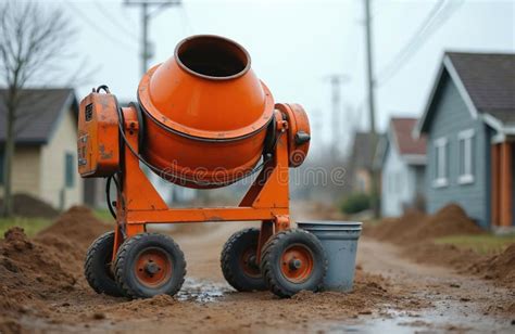 Thematic photo of a used concrete mixer on a construction site