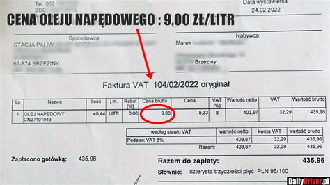 Faktura za paliwo do kosiarki