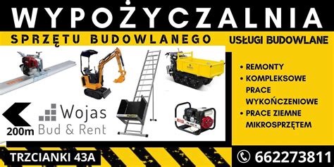 Wypożyczalnia sprzętu budowlanego: betoniarka, zagęszczarka, koparka
