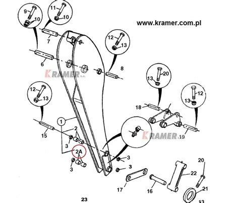 Schemat ramienia ładowarki JCB 3CX z wymiarami