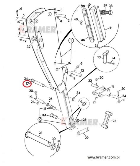 Schemat ramienia koparki JCB 3CX z wymiarami