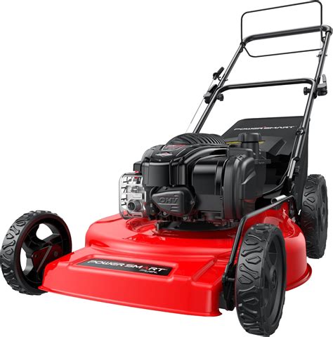 Infographic showing the light weight, large wheels, and durable steel construction of the TKR300 mower.