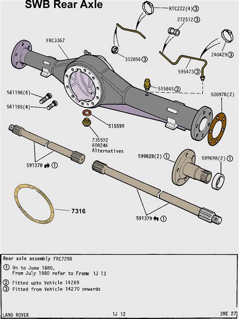 Diagram of a Komatsu WB97S rear axle assembly