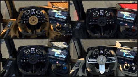 Widok wnętrza nowoczesnej kabiny Mercedes-Benz Actros