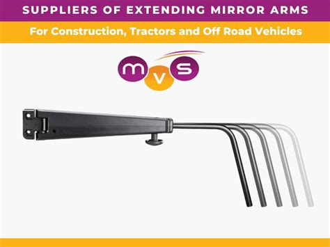 Infographic showing different types of mirror arms for tractors