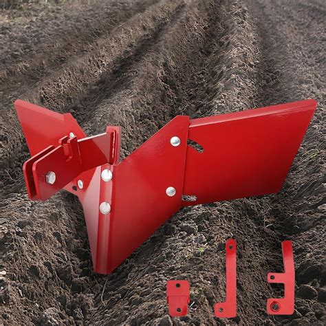 Photo of various accessories for tillers, such as a furrower and side shields